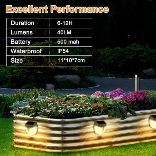 Raised Garden Bed Solar Lights Magnetic, IPX4 Waterproof Solar Lights Outdoor, Solar Powered Garden Light for Planter Raised Beds, 2 Pack