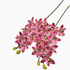 4pcs Artificial Cymbidium Orchid Flower Plant 3D Print Vanda 10 Heads Latex Phalaenopsis Flower (deep Pink 2)