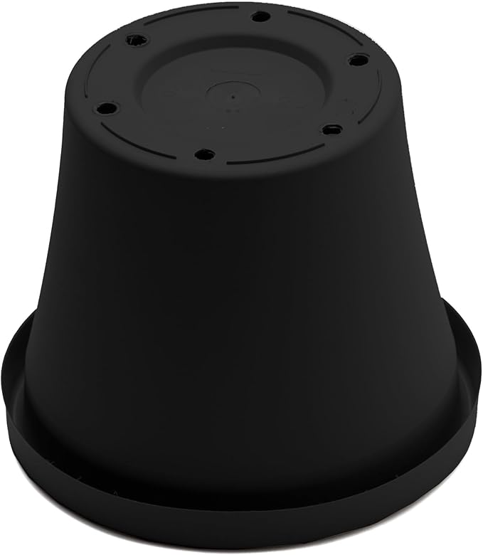 Bloem Terra 4" Diameter Round Black Resin Planter Pot with Pre-Drilled Drainage Holes for Indoor and Outdoor Gardening