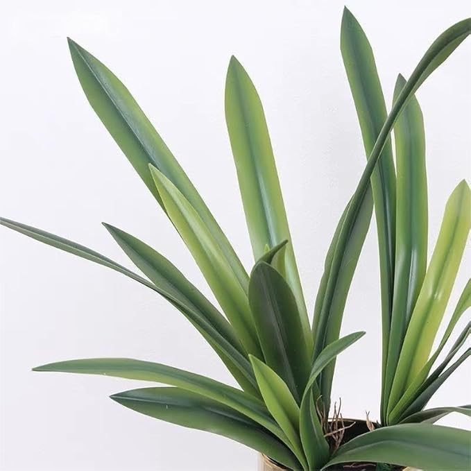 Set of 3 Real Touch Artificial Cymbidium Plants with Stems and Roots Faux Greenery Stems for Pot or Vase Faux Orchid Stems That Look Real for Indoor Home Office Farmhouse Decoration (Green)