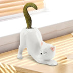 Tailless Cat Ceramic Planter – for Succulents & Cactus, Indoor Small Pot | Home/Office Desk Decor, Gift for Pet Lovers