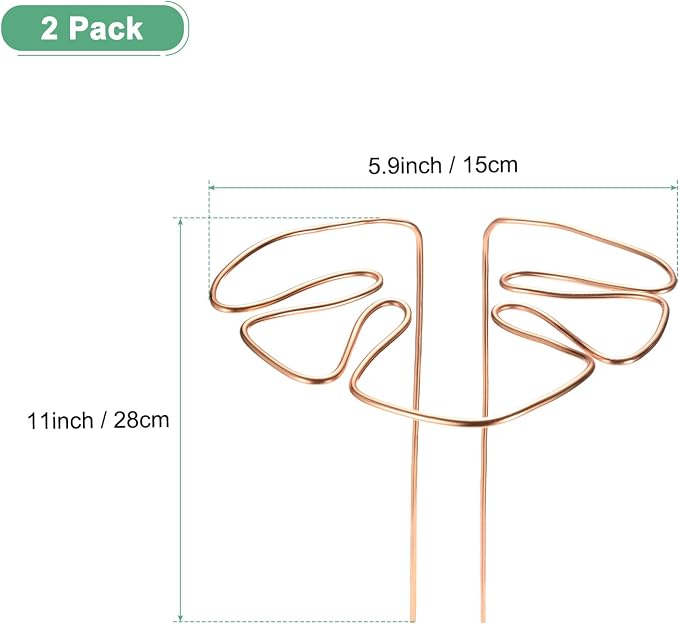 M METERXITY 2-Pack Monstera Plant Support, 11x5.9 Inch Reusable Sturdy Alloy Plant Support Stakes Unique Design for Potted Plants Flowers/Vegetables/Indoor Outdoor Climbing Plants [Copper]