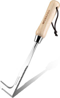WORKPRO Crack Weeder, 12" Stainless Steel Crevice Weeding Tool with Ash Wooden Handle, L-Shaped Side-Walk Weed Puller Spatula, for Garden Lawn Yard Patio Terrace Paving Moss Garden Tool