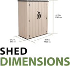 Lifetime Vertical Storage Shed, Desert Sand, Resin Outdoor Tool Shed with Lockable Doors and Weather-Resistant Panels