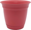 The HC Companies Eclipse Round Planter with Saucer - Outdoor & Indoor Plant Pot with Drainage Holes - Lightweight, UV-Resistant Plastic Pots for Plants, Flowers & Herbs (20" Rose, Pack of 1)