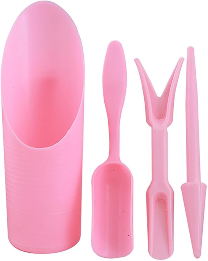 PENCK Soil Scoop for Indoor Plants - Plastic Mini Garden Plant Care Shovel Hand Tools Transplanting Succulent Cultivation Digging Scoops Kits, Pink
