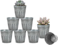 vensovo 3 Inch Metal Rustic Flower Pots - 9 Pcs Small Galvanized Planters with Drainage Hole and Rubber Plug, Rustproof Tin Bucket Plant Pot Indoor Farmhouse Vintage Style for Decor, Silver