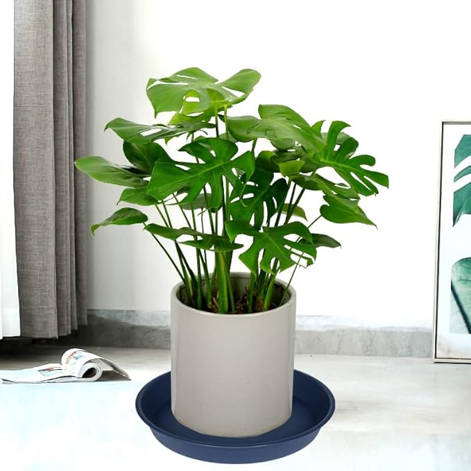 4 Pack of 20 21 inch Plant Saucer Round, Deep Plant Saucers for Pots, Heavy Duty Plastic Plant Drip Tray for Indoors Outdoor, Bird Bath Bowls, Plant Trays for Planter 19-22" (21 inch, Blue)