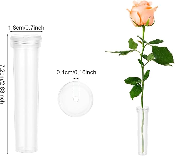 100 Set Floral Water Tubes with Single Rose Sleeve Flower Bouquet Bags Plastic Floral Vials Stem Water Tube Small Rose Water Holder Flower Wrapping Bags Rose Water Holder Florist Supplies