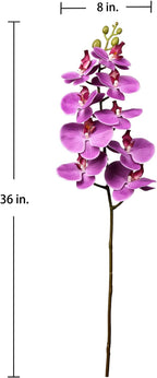 4 Pcs Artificial Orchid Flowers 9 Large Heads of Real Touch Vivid Phalaenopsis Orchid Flower Stem 36'' Tall, Artificial Flowers Branches for Home Decor, Office House Decoration-Purple Phalaenopsis