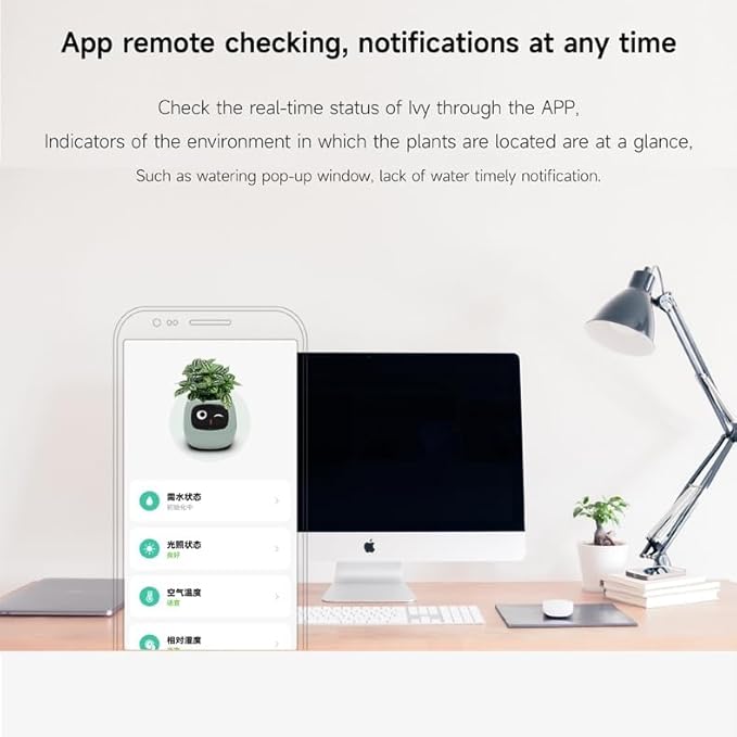 Smart Flowerpots,Smart Pet Planter,Ai Planter,Intelligent Flowerpots,Multiple Expressions,7 Smart Sensors, And Ai Chips Make Raising Plants Easy And Fun For Living Room,Desk,Plant-free (Green)