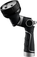 RESTMO Multi-Angle Garden Hose Nozzle with Sprinkler Function, Heavy Duty Water Hose Nozzle with 4 Spray Patterns, Magic Twist and Thumb Flow Control for Garden Watering, Car Washing & Yard, Black