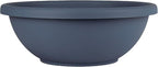 The HC Companies Shallow Planter with Drainage - Contemporary Garden Bowl Planter for Flowers, Herbs & More - Round Succulent Planter Pot for Indoors and Outdoors (14" Slate Blue, Pack of 1)