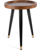 Plant Stand Indoor,Mid Century Walnut Wood Plant Table, Heavy Duty Metal Tall Flower Pot Stand,Modern Round Small Side End Table with Raised Design(12"x17") (2, 12 x 17 in)