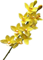4Pcs Yellow Artificial Orchids Realistic Touch Fake Cymbidium Orchids, 10 Heads Lifelike Flowers for Wedding Centerpieces Home Decor Living Room Bathroom Office Vase Arrangements (yellow)