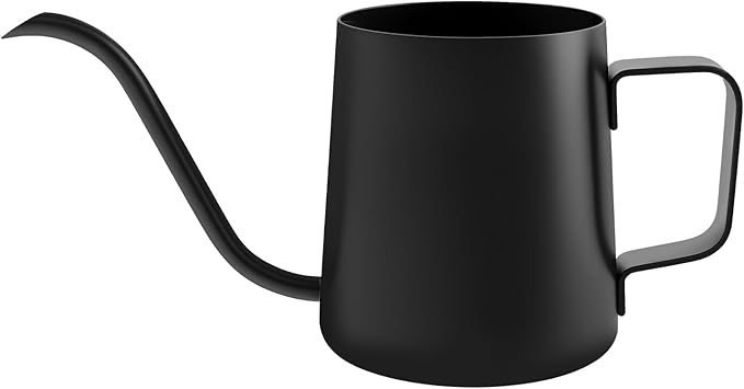 12oz/350ml Stainless Steel Plant Watering Pot,Small Watering Can for Indoor Plants,Mini Watering Can with Long Mouth & Ergonomic Handle for Indoor House Plants Flower Bonsai Outdoor Garden(Black)