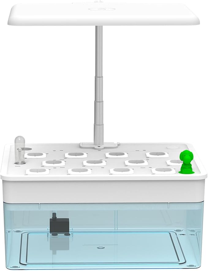 Hydroponics Growing System, 12 Pods Indoor Herb Garden with LED Grow Light, with Aquaponic Fish Tank,with Auto Timer,for Home Kitchen,Height Adjustable