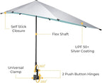 G4Free UPF 50+ Adjustable Beach Umbrella XL with Universal Clamp for Chair Stroller Wheelchair Golf Cart Bleacher Patio