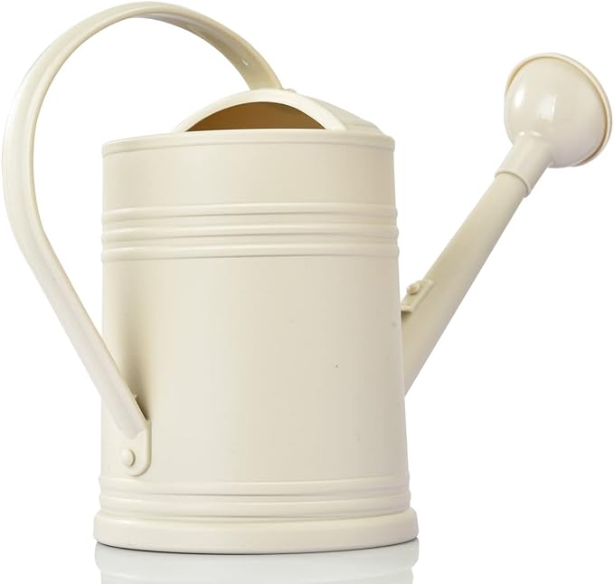 Plastic Watering Can for Indoor Plants Outdoor Garden Flowers - House Plant Watering Can with Sprinkler Head (1/2 Gallon, Ivory)