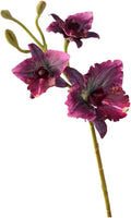 2-Pack 21in Spring Artificial Orchid, Oil Painting Style Romantic Fake Flowers, Wedding Home Decor, Living Room Table Centerpiece, Festival Artistic Display(Dark Purple)