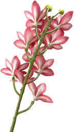 4pcs Artificial Cymbidium Orchid Flower Plant 3D Print Vanda 10 Heads Latex Phalaenopsis Flower (deep Pink)