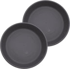 The HC Companies 12 Inch Classic Round Plant Saucer, Lightweight UV-Resistant Plastic Outdoor & Indoor Flower Pot Tray, 2-Pack Plant Pot Trays for Garden & Home Decor, Warm Gray