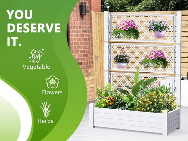 Durable Resin Raised Garden Bed with Drainage Holes & Reinforced Corners - Lightweight Flower Boxes Outdoor for Vegetables, Herbs, and Patio Garden Enclosure System (Ashen, 43.43*18.27*59.29)