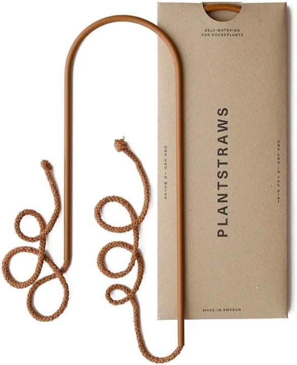 Beautiful Self-Watering Wick System for Effortless Plant Care, Automatic Drip Irrigation, Sustainable & Stylish Scandinavian Design, Ideal for House Plants (M, Brown Terracotta)