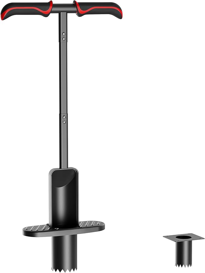 FLORA GUARD Long Handle Bulb Planter Tool, Dual Size 2.2” & 3.3” Hole Digger,Garden Sod Plugger,Grass Plugger Tool with Foot Pedal for Planting, Transplanting, Weeding, Digging for Tulips, Daffodils
