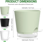 Self Watering Pots for Plants, 2026 New Flower Plant Pots with Drainage Holes, Wicking and Clear Reservoirs for Succulent, Aloe, Cacti and Others - 6 Pack (Colorful, 5")