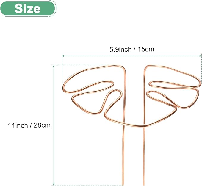 M METERXITY 1-Pack Monstera Plant Support, 11x5.9 Inch Reusable Sturdy Alloy Plant Support Stakes Unique Design for Potted Plants Flowers/Vegetables/Indoor Outdoor Climbing Plants [Copper]