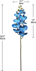 DILATATA Blue Real Touch Orchid 9 Blooms, 36'' Tall Artificial Plant for Home Decor, Office