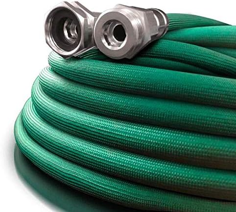 Flexon H2Zero 50 ft Lightweight Fabric Garden Hose – Ultra-Flexible, High-Strength 750 PSI Fabric Hose with Crush-Proof Nickel Plated Couplings – Easy-Carry, Kink-Resistant Lawn & Garden Watering Hose
