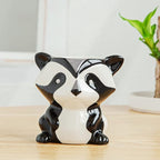 DIYOMR Cute Animal Ceramics Planter Small Succulent Pot Cartoon Shaped Plant Pot for Mini Plants Flower Cactus, Smooth Shiny Ceramic - Plants Not Included (Panda)