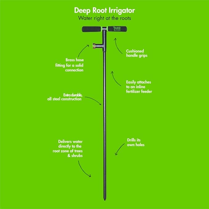 Yard Butler Aerator & Irrigator Bundle, IBDB-1 - Lawn Care Tool for Aerating - Long-Handled - Power-Coated Steel Construction - Comfortable Cushioned Handles Garden Tool - Easy to Use