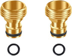 Garden Water Pipe Quick Connector, No-Leak 3/4 Inch GHT Thread Fitting Water Hose Male Adapter, Heavy-Duty Rust Resistant Brass Water Pipe Connect, Easy to Use (2 Male Connect）