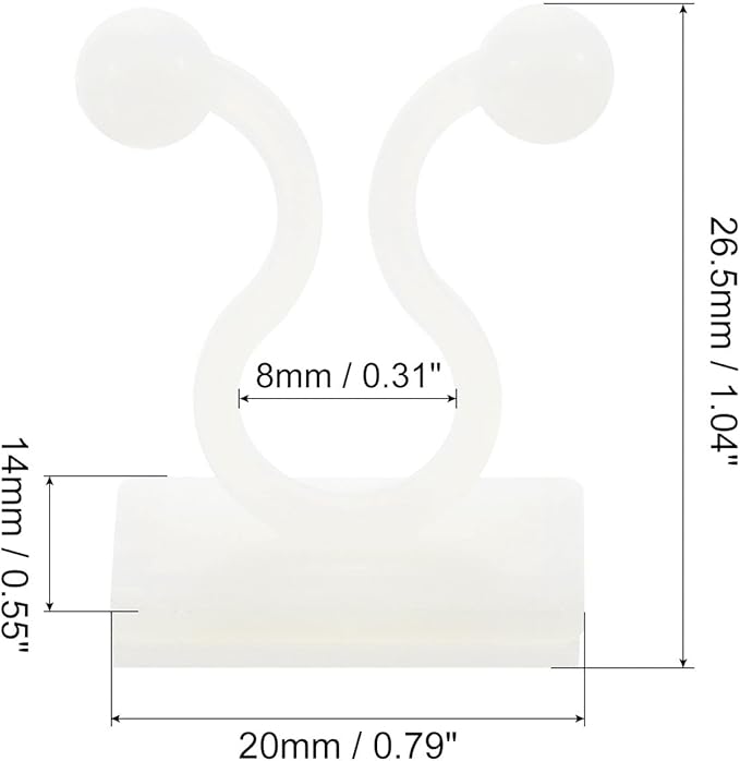 uxcell 100Pcs Plant Climbing Wall Fixture Clips, Plant Fixer Self-Adhesive Hooks Wire Fixing Supporting for Indoor Outdoor Decoration and Cable Wire Fixing (White, 8mm/0.31")