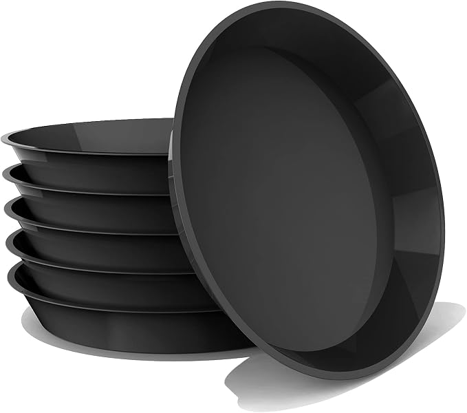 6 Pack Plant Saucer 12 14 16 18 20 22 Inch Plastic Plant Tray, Sturdy and Durable Flower Pot Container Accessories Plant Pot Saucers for Indoor and Outdoor (20 Inch, Black)