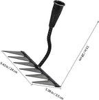 Veemoon Heavy Duty Steel Garden Rake with 6-Tine Sharp Dethatcher for Soil Loosening and Lawn Leveling, Small Hand Tool for Gardening and Landscape Maintenance
