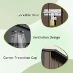 COMHOMA Shed Outdoor Storage Shed Metal,Lockable Doors Tool Sheds with Sloping Roof,Steel Garden Shed with Air Vent for Backyard,Patio,Lawn,Poolside(Brown,6'x4')