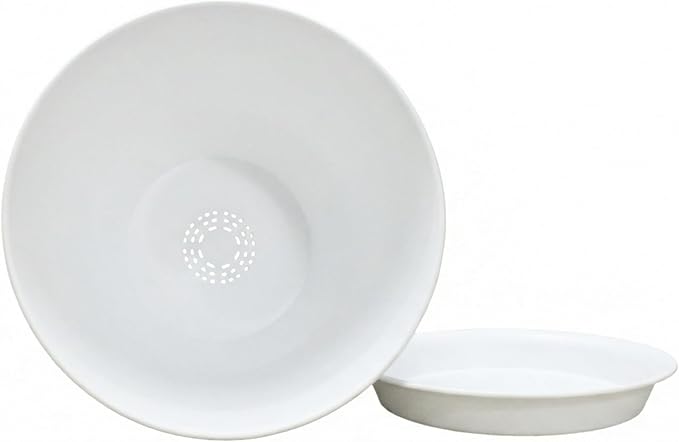 8 Inch Plant Pots Set of 2, Plastic Planters with Drainage Holes and Tray, Flower Pots for Indoor Outdoor Plants and Flowers (White)