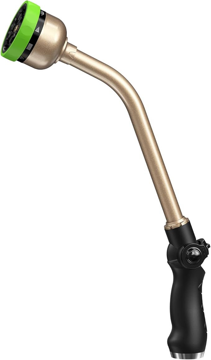 RAINPOINT Watering Wand, 16 Inch Metal Garden Hose Wand with 9 Spray Patterns, Long Hose Sprayer Nozzle For Hanging Baskets, Shrubs,Lawn (Green)