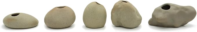 Aquatic Plant Pot for Aquarium, Ceramic Aquatic Decor Plant Cup Holder for Fish Tank Decoration (S 5pcs)