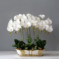 Artificial Flower in Pot Artificial Flower with Vase Orchid Fake Phalaenopsis Faux Plants for Home Layout Decor Living Room Office Decoration 43cm Artificial Plant Flower Arrangement ( Color : White )