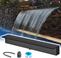 Waterfall Spillway for Indoor/Outdoor Decorative,304 Stainless Steel Fountain Spillway Kit - 54/137cm Outdoor Waterfall Spillway with Long Hose Black/Silver Design for Backyard & Commercial