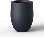 Kante 16.5 Inch Tall Concrete Planter, Large Indoor Outdoor Plant Pot with Drainage, Smooth Charcoal Finish with Painted Interior, Ideal for Porch, Home, Garden, Patio