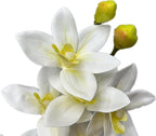 4pcs Artificial Cymbidium Orchid Flower Plant 3D Print Vanda 10 Heads Latex Phalaenopsis Flower (Yellow Heart White)