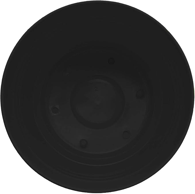 Bloem Saturn 14" Black Round Resin Planter Pot with Snap-in Saucer for Indoor and Outdoor Gardening