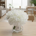 LADADA Artificial White Peony Bouquet in Mini Glass Vase – Faux Floral Arrangement for Home Decor, Wedding Centerpieces, Tabletop Accents