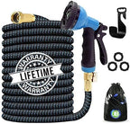 J&B XpandaHose 100ft Expandable Garden Hose – Ultra-Strong 3750D, 4-Layer Latex Core, Brass 3/4" Connectors, 10-Pattern Nozzle & Storage Bag – Lightweight, Kink-Reducing, Leak-Resistant